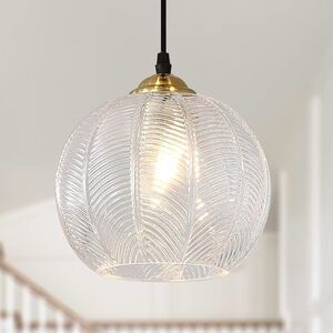 NEW Clear Glass Pendant Light, Single Large Globe Shade Hanging Chandelier